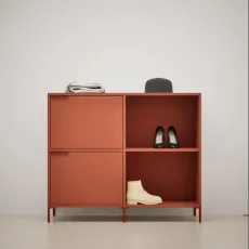 Shoe Rack in Terracota with Drawers and Backpanels Shoe Rack in Terracota with Drawers and Backpanels