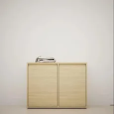Shoe Rack in White Oak with Doors and Backpanels