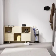 Shoe Rack in White Oak with Doors and Drawers Shoe Rack in White Oak with Doors and Drawers