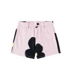 Short en jean à fleurs
