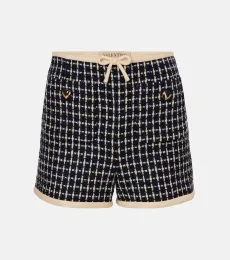 Short VLogo en laine mélangée à carreaux