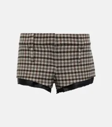 Shorts de lana virgen con pata de gallo