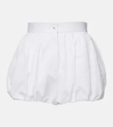 Shorts de tiro alto de popelín de algodón Shorts de tiro alto de popelín de algodón