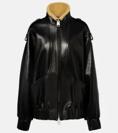 Sigi shearling-trimmed leather jacket Sigi shearling-trimmed leather jacket