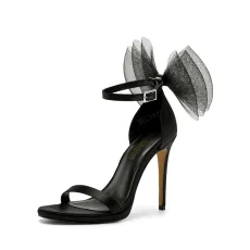 Silky Bow Ankle Strap High Stiletto Heel Sandals Silky Bow Ankle Strap High Stiletto Heel Sandals