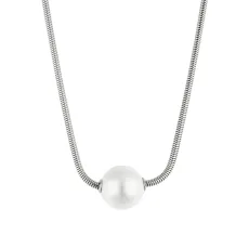 Silver 12mm Pearl Snake Chain Necklace - Silver Silver 12mm Pearl Snake Chain Necklace - Silver