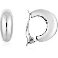 Silver Chunky Hoop Clip On Earrings - Silver Silver Chunky Hoop Clip On Earrings - Silver