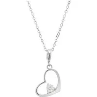 Silver Crystal Floating Heart Necklace - Silver Silver Crystal Floating Heart Necklace - Silver
