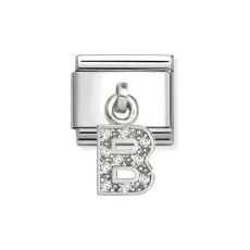 Silver CZ Dangle B Charm Silver CZ Dangle B Charm