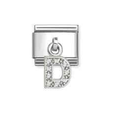 Silver CZ Dangle D Charm