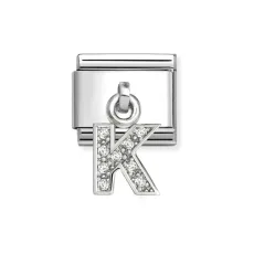 Silver CZ Dangle K Charm Silver CZ Dangle K Charm