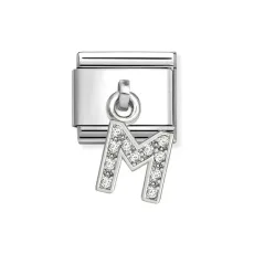 Silver CZ Dangle M Charm Silver CZ Dangle M Charm