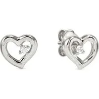 Silver Dreams Beats White CZ Heart Earrings Silver Dreams Beats White CZ Heart Earrings
