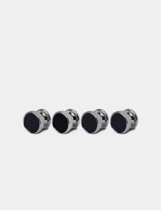 Silver Dress Stud Set Black Onyx Detail Rhodium Men's Silver Dress Stud Set Black Onyx Detail Rhodium Men's