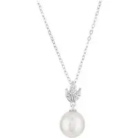 Silver Floral Marquise Pearl Necklace - 40cm
