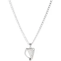 Silver Harp Curb Chain Necklace - 45 cm