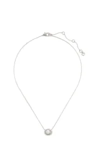 Silver Horizontal Oval Halo Necklace - Silver Silver Horizontal Oval Halo Necklace - Silver