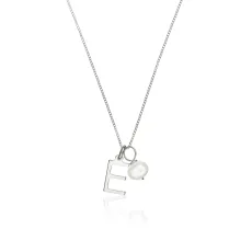 Silver Initial and Pearl Drop Necklace Silver Initial and Pearl Drop Necklace
