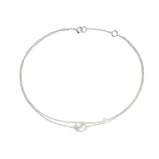 Silver Layered Large and Small Pearl Anklet Silver Layered Large and Small Pearl Anklet