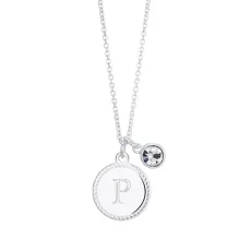 Silver Letter Coin Necklace - Letter P Silver Letter Coin Necklace - Letter P