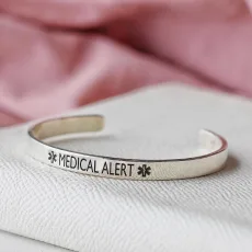 Silver Medical Alert Caduceus Cuff Bracelet Silver Medical Alert Caduceus Cuff Bracelet