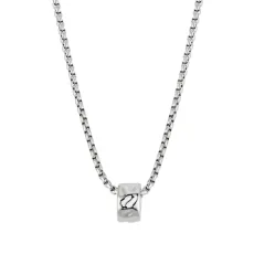 Silver Men's Stainless Steel Textured Necklace - Silver