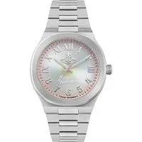 Silver Merton Peach Round Dial Watch - Silver