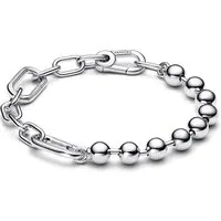 Silver Metal Bead & Link Chain Bracelet - 17.5cm Silver Metal Bead & Link Chain Bracelet - 17.5cm