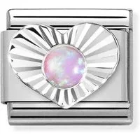 Silver Pink Opal Heart Charm Silver Pink Opal Heart Charm