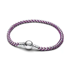 Silver Purple Cord Box Chain Bracelet - 18cm Silver Purple Cord Box Chain Bracelet - 18cm