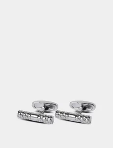 Silver Quilted Bar Cufflinks Rhodium Plain Men's Silver Quilted Bar Cufflinks Rhodium Plain Men's