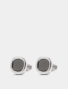 Silver Ridged Insert Cufflinks Rhodium Men's Silver Ridged Insert Cufflinks Rhodium Men's