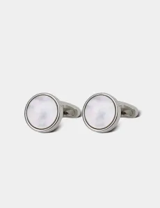 Silver Round Cufflinks Rhodium Men's Silver Round Cufflinks Rhodium Men's