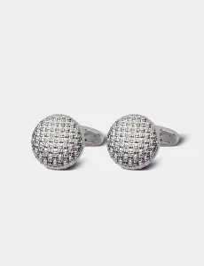 Silver Round Mesh Textured Cufflinks Rhodium Men's Silver Round Mesh Textured Cufflinks Rhodium Men's