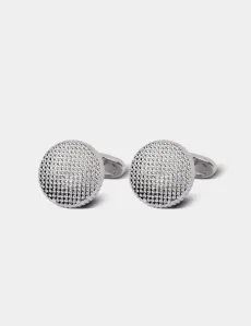 Silver Round Textured Cufflinks Rhodium Men's Silver Round Textured Cufflinks Rhodium Men's