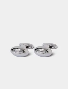 Silver Rugby Ball Cufflinks Rhodium Men's Silver Rugby Ball Cufflinks Rhodium Men's