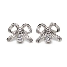 Silver Sparkle Bow Earrings Silver Sparkle Bow Earrings