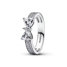 Silver Sparkling Bow Double-Row Ring - 48 Pandora Ring Silver Sparkling Bow Double-Row Ring - 48 Pandora Ring