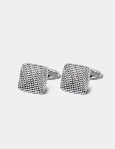 Silver Square Textured Cufflinks Rhodium Men's Silver Square Textured Cufflinks Rhodium Men's