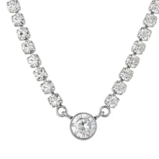 Silver Stainless Steel CZ Tennis Necklace - 35cm
