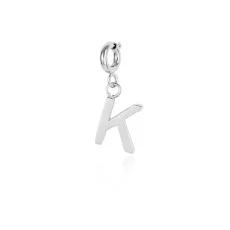 Silver Stainless Steel Initial Charm - K