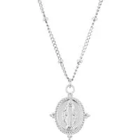 Silver Stainless Steel Mary Necklace - 37.5cm