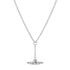 Silver Stainless Steel T-bar Necklace - 45cm