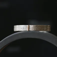 Silver Toad Texture Cuff Bracelet with Gold Bar Silver Toad Texture Cuff Bracelet with Gold Bar