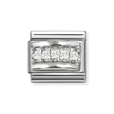 Silver White CZ Track Charm Silver White CZ Track Charm