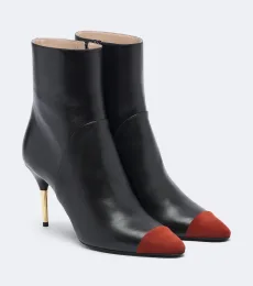 Sinead suede-trimmed leather ankle boots