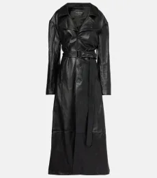 Single-breasted leather coat
