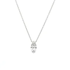 Single Marquise Cut 15 x 7 mm CZ Silver Necklace Single Marquise Cut 15 x 7 mm CZ Silver Necklace