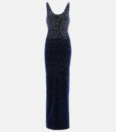 Singlet crystal-embellished velvet gown Singlet crystal-embellished velvet gown