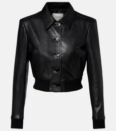 Sleek Statement cropped leather blouson jacket Sleek Statement cropped leather blouson jacket